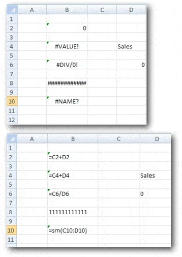 spreadsheet errors