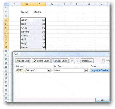 spreadsheets sorting