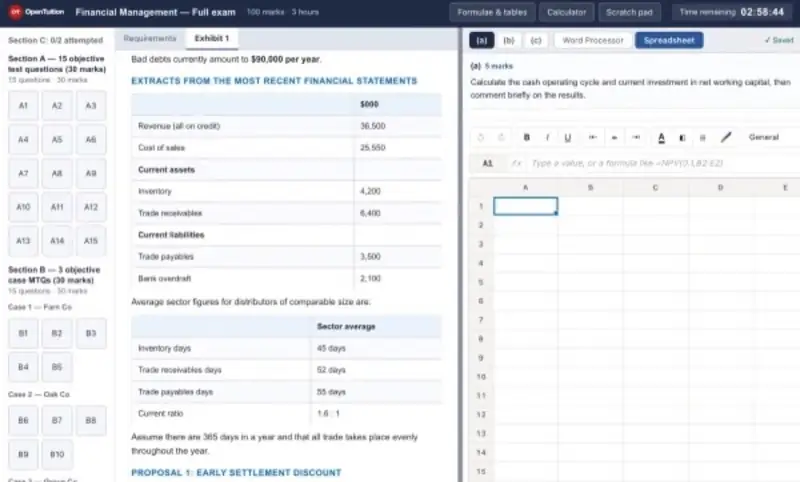 The OpenTuition CBE mock exam platform
