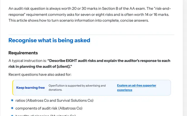 An exam technique article: what a typical requirement asks and how to answer it