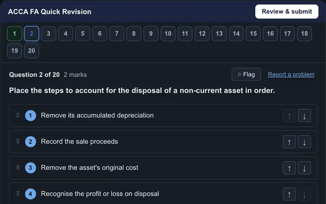Quick revision: an exam-style question, with the list of all 20 questions in the set