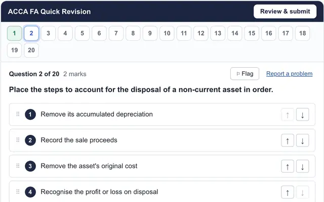 Quick revision: an exam-style question, with the list of all 20 questions in the set