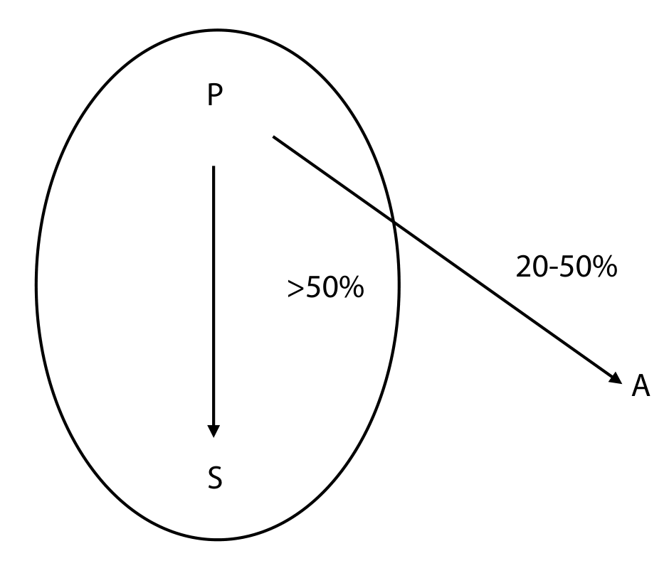 W1 Group structure: P, S (>50%) and A (20-50%)